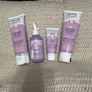 Brand new, sealed First Aid Beauty KP Bump Eraser Body Scrub and Body Oil Set.